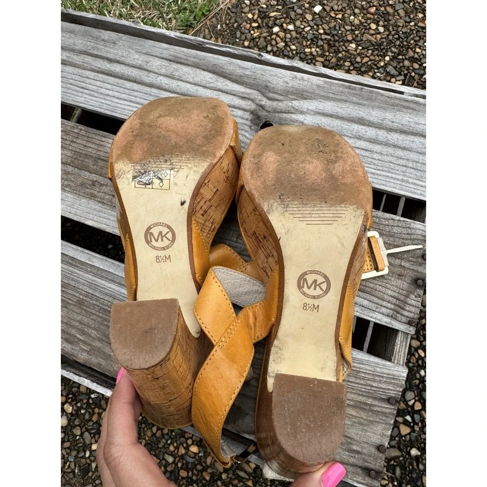 MICHAEL KORS IVANA SANDAL WOMENS PLATFORM SANDALS HEELS‎  SHOES Size 8 1/2